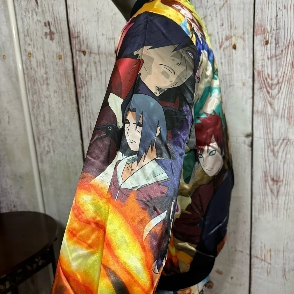 REASON CLOTHING BRAND X NARUTO SHIPPUDEN explosion satin Puffer Bomber jacket